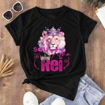 Camiseta T-shirt Feminina Blusa Seja Forte Leão Judá filha do rei Camiseta T-shirt Feminina Blusa Seja Forte Leão Judá filha do rei
