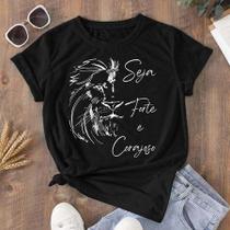 Camiseta T-shirt Feminina Blusa Seja Forte Leão Judá seja forte