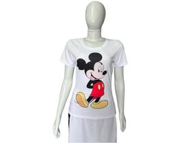 Camiseta T-shirt Feminina Branca Desenho Personagem Mickey Mouse