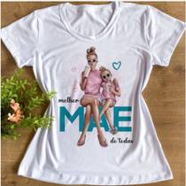 Camiseta T-shirt Feminina Branca Mãe e Filha Canudinho Camiseta T-shirt Feminina Branca Mãe e Filha Canudinho