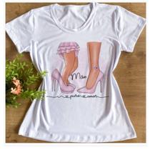 Camiseta T-shirt Feminina Branca Mãe e Filha Sapato - Sapato nunca é D+