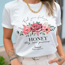 Camiseta T-Shirt Feminina de Algodão Off Honey - Cianitas