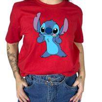 Camiseta T-shirt Feminina Funny Stich lingua fofo Cores Diversas
