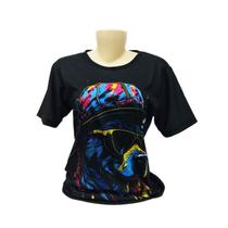 Camiseta T-Shirt Feminina MC em tecido protecao UV Dog Music Camiseta T-Shirt Feminina MC em tecido protecao UV Dog Music
