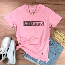 Camiseta T-shirt Feminina Rosa Jesus Cristo Glitter Camiseta T-shirt Feminina Rosa Jesus Cristo Glitter