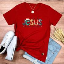 Camiseta T-shirt Feminina Vermelha Jesus The Reason For The Season Camiseta T-shirt Feminina Vermelha Jesus The Reason For The Season