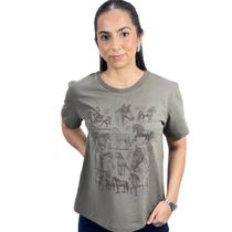 Camiseta T-shirt Feminina Zoe Country Desenho Cavalos Strass Camiseta T-shirt Feminina Zoe Country Desenho Cavalos Strass