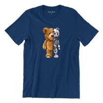 Camiseta T-shirt Gola Redonda Unissex Algodão Urso Metade Robô