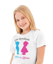 Camiseta T-Shirt Infantil Chá Revelação Menino ou Menina Branca