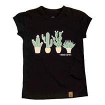 Camiseta T-Shirt Infantil Feminina Country Cactos Mini Farm