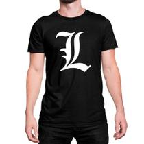 Camiseta T-Shirt L Lawliet Death Note 2 Logo Mangá Algodão