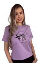 Camiseta T-Shirt Lilás 100% Algodão Estampa Grande Preta Valansuelo Camiseta T-Shirt Lilás 100% Algodão Estampa Grande Preta Valansuelo