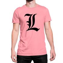 Camiseta T-Shirt Logo L Lawliet Death Note 2 Mangá Algodão