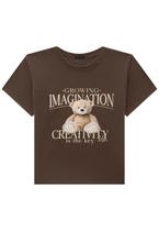 Camiseta T-Shirt Marrom Growing Menina Vic Vick Camiseta T-Shirt Marrom Growing Menina Vic Vick