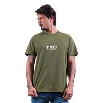 Camiseta T-shirt Masculina Regular Estampada Verde Musgo TXC Original Lançamento 2025 Básica Cavalgada Rodeio Trabalho