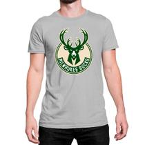 Camiseta T-Shirt Milwaukee Bucks Logo Padrão Algodão