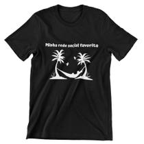 Camiseta T-Shirt Minha Rede Social Favorita Frase Preta