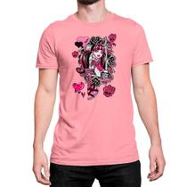 Camiseta T-Shirt Monster High Draculaura Flores Corações