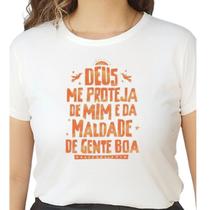 Camiseta T Shirt Off White Feminina Deus me Proteja