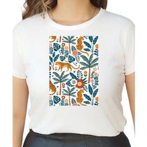 Camiseta T Shirt Off White Feminina Estampa Tropical Coqueiros