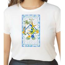 Camiseta T Shirt Off White Feminina Estampa Tropical Cristo Redentor Rio de Janeiro