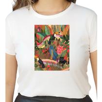 Camiseta T Shirt Off White Feminina Estampa Tropical Tucano Mod2