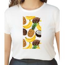 Camiseta T Shirt Off White Feminina Tropical Abacaxi