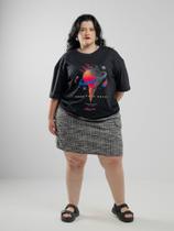 Camiseta t-shirt oversized feminina open your heart preta - jayjam rockwear