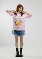 Camiseta t-shirt oversized feminina vintage fruit clus rosa - jayjam rockwear