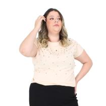 Camiseta T-shirt Plus Size com Pedrarias