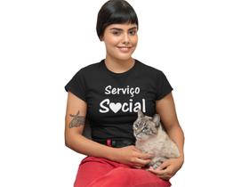 Camiseta T-Shirt Professora Serviço Social Assistente Social Preta