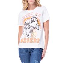 Camiseta T-shirt Sun Chaser com Strass Estampada Zenz Western Branca