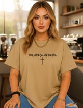 Camiseta T-shirt Tua Graça Me Basta Moda Blusa Cristã Gospel