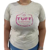 Camiseta T-shirt Tuff - Cinza com Escrita Rosa