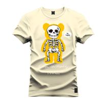 Camiseta T-Shirt Unissex Eestampada Algodão Urso Caveira Bolada Chok