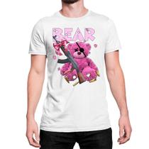 Camiseta T-Shirt Urso Rosa Tapa Olho