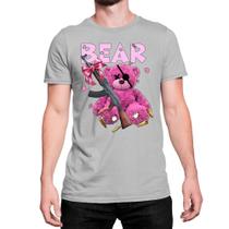 Camiseta T-Shirt Urso Rosa Tapa Olho