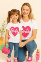 Camiseta Tal Mãe Tal Filha Barbie coração ( 2 peças )