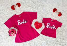 Camiseta Tal Mãe Tal Filha Barbie rosa ( 2 peças )