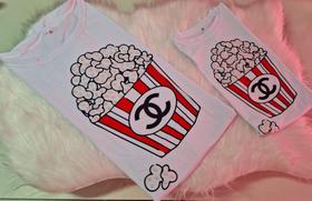 Camiseta Tal Mãe Tal Filha estampa Pipoca bordada ( 2 peças ) Camiseta Tal Mãe Tal Filha estampa Pipoca bordada ( 2 peças )