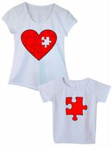 Camiseta Tal Mãe Tal Filho Kit Roupa Estampa Quebra Cabeça Camiseta Tal Mãe Tal Filho Kit Roupa Estampa Quebra Cabeça