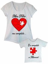 Camiseta Tal Mãe Tal Filho Kit Roupa Estampa Quebra Cabeça