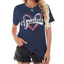 Camiseta Talovee Dia de Jogo de Beisebol para Mulheres Azul Escuro XXL