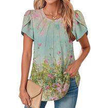 Camiseta TBILILO Boho Floral para mulheres de manga curta tamanho GG Camiseta TBILILO Boho Floral para mulheres de manga curta tamanho GG