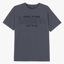 Camiseta Teen Lemon em Algodão Estampa em Lettering Cinza Chumbo