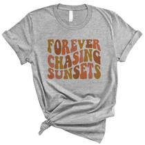 Camiseta TeesAndTankYou Forever Chasing Sunsets Cinza XL