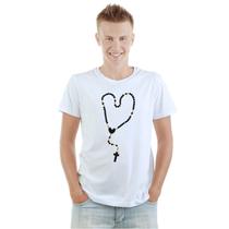 Camiseta Terço Do Rosário Camisa Personalizada Blusa Adulto Algodão com Poliéster