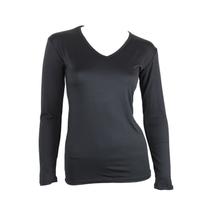 Camiseta térmica feminina com decote em V
