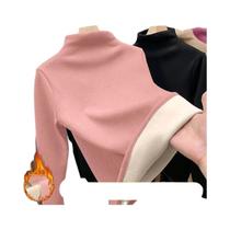 Camiseta Térmica Feminina De Inverno Manga Longa Gola Alta Pulôver Básica Lisa