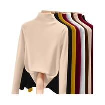 Camiseta Térmica Feminina De Manga Longa, Ajuste Slim, Gola Alta, Roupa Térmica Para Outono E